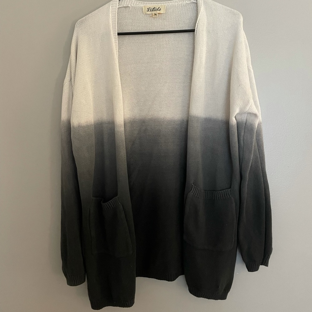White and Grey Ombré Cardigan